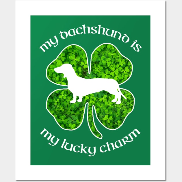 St Patrick's Day Dachshund Shirt "My Dachshund is my Lucky Charm" Wall Art by joannejgg